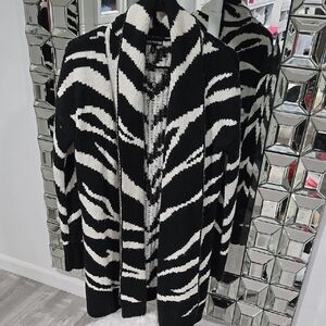 Express Black and White Zebra Cardigan